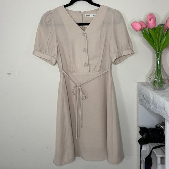 Korean Tie Front Mini Dress - Picture 3 of 5